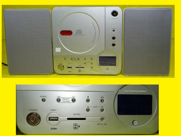 Mikro-Stereoanlage CD/MP3-Player/Radio75 Ohm/USB/SD/AUX-In/Sleeptimer