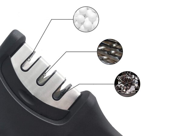 3 Stufen Messerschärfer für Stahlmesser, Keramikmesser, Schere /Beper C107UTT001 zum Schärfen von Küchen- und Jagdmessern