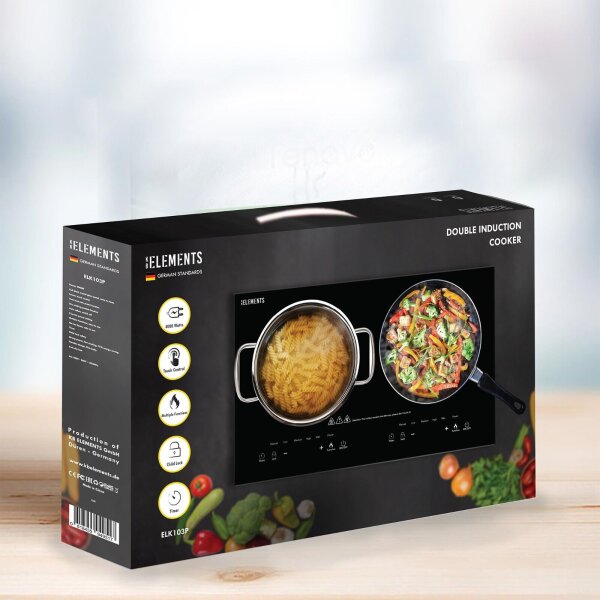 Doppel Induktionskochplatte 4000W Induktionskochfeld 2 Herdplatten Display+Timer